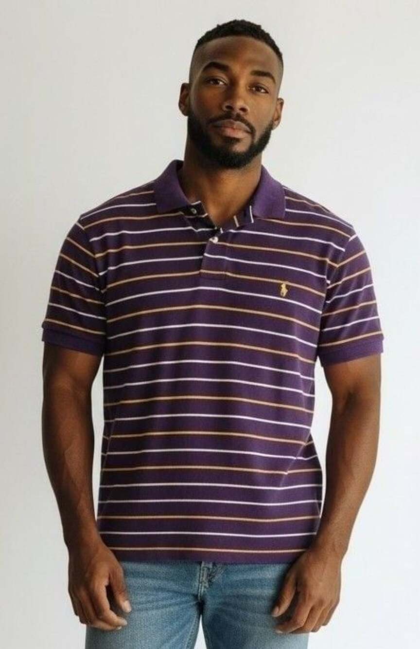 Polo Ralph Lauren Striped Polo Shirt Size L Purple
LSU 🐅